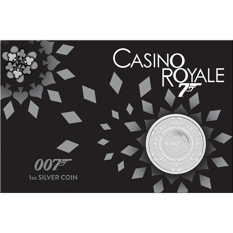 James Bond Casino Royale Casino Chip 2023 1oz Silver Coin in Card - in presentation card