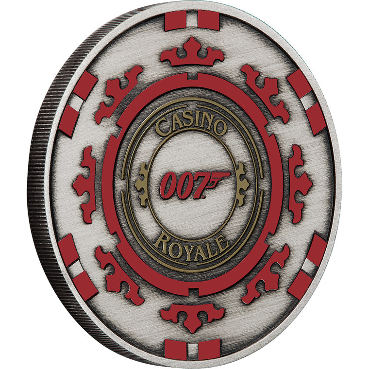 James Bond Casino Royale Casino Chip 2023 1oz Silver Antiqued Coloured Coin - reverse