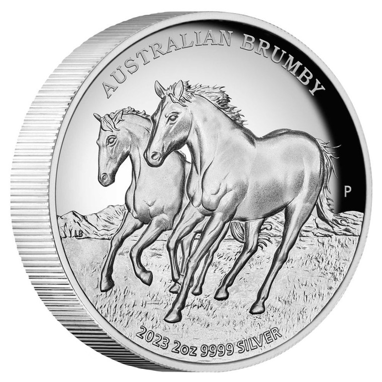 Australian Brumby 2023 2oz Silver Proof High Relief Coin - reverse