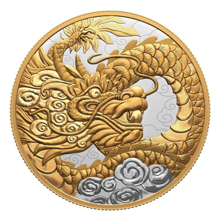 Canada: Heavenly Dragon $50 Silver 2023 Proof Gilded Coin - reverse
