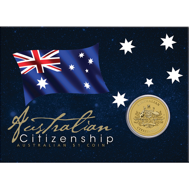 Australian Citizenship 2024 $1 Coin in Card - in presentation card