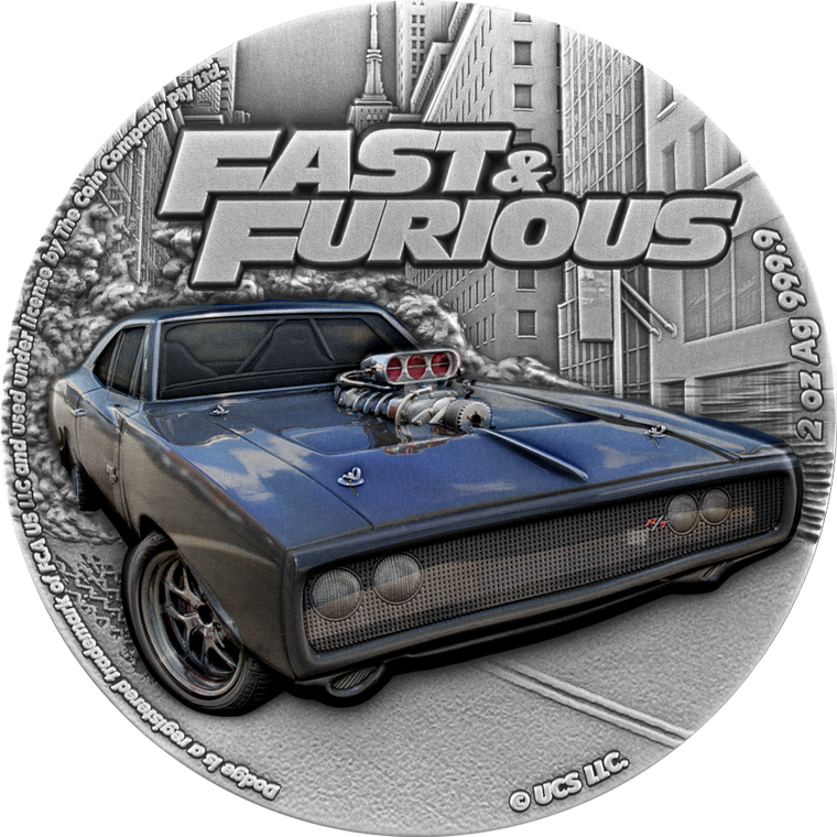 2023 Fast and Furious 5 Dollars 2oz Silver UHR Coin - reverse