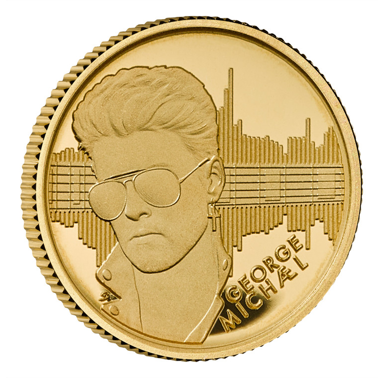 George Michael 2024 UK 1/40oz Gold Proof Coin - reverse - angle view