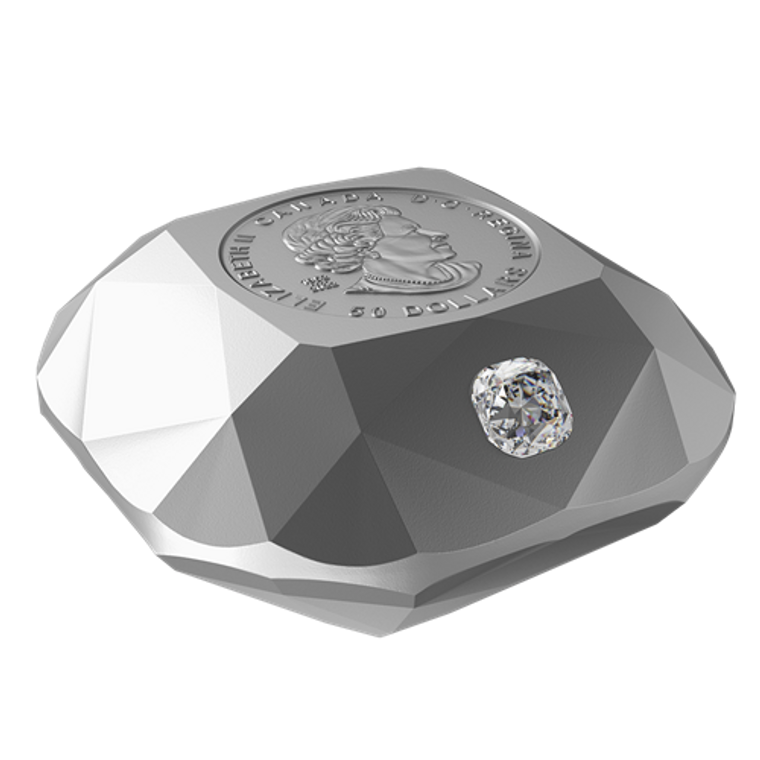 2024 Pure Silver Diamond-Shaped Coin – De Beers Ideal Cushion Diamond - view 1