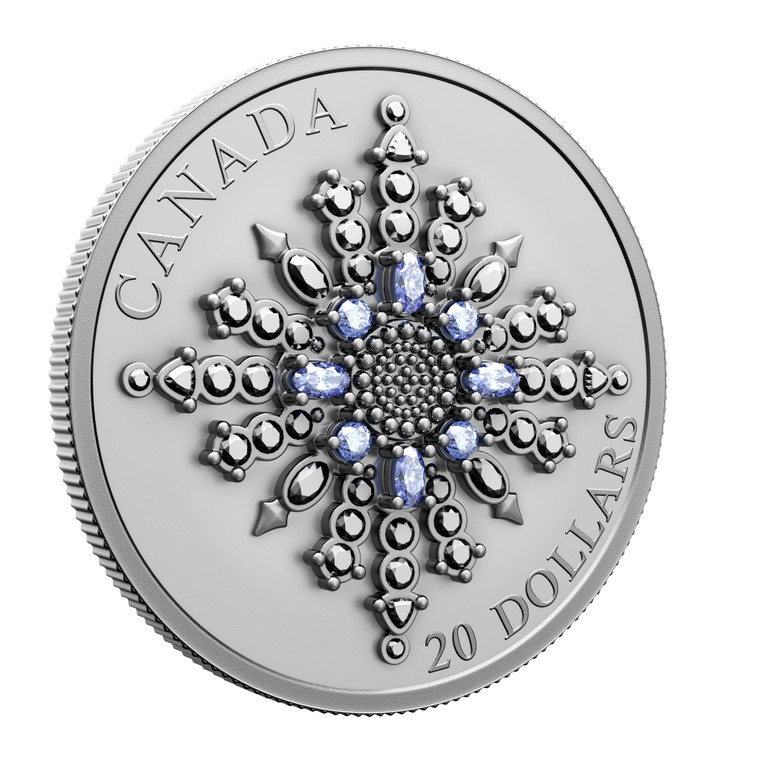 2024 $20 Fine Silver Coin Sapphire Jubilee Snowflake Brooch - reverse