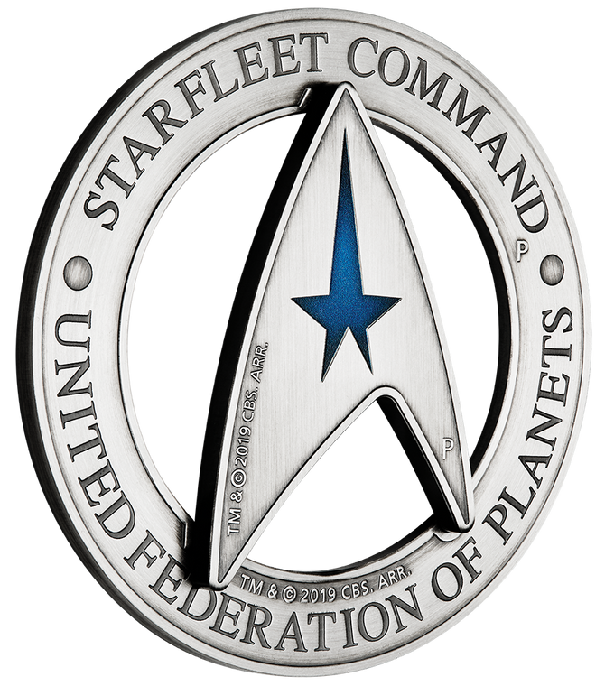 2019 Starfleet Command Emblem 3oz Silver Holey Dollar & Delta Coin Set - Reverse- angle view