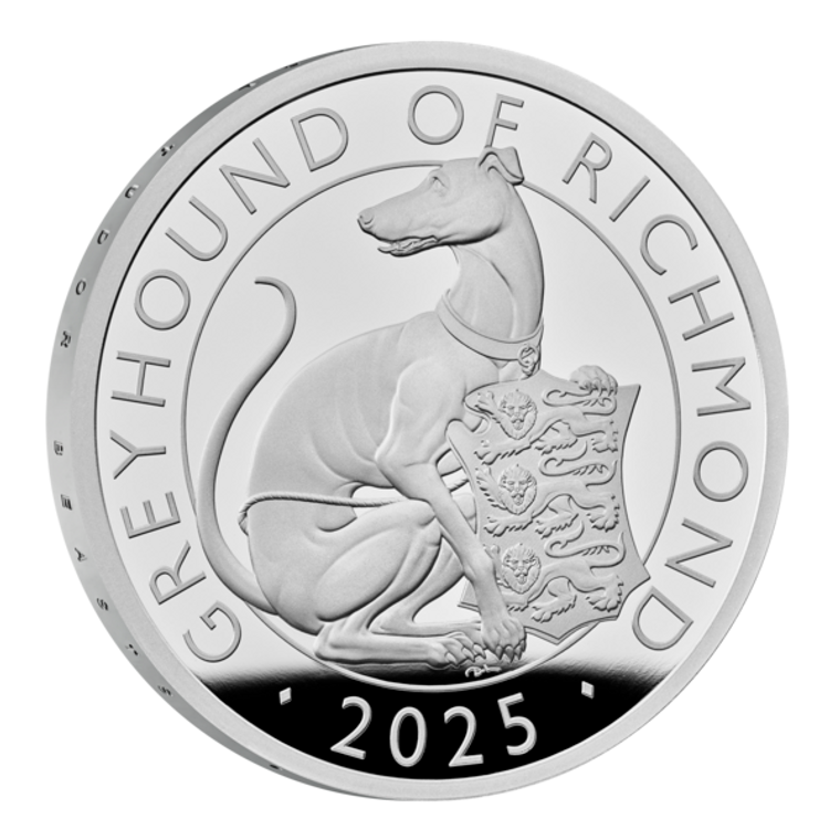 The Royal Tudor Beasts The Greyhound of Richmond 2025 UK 1oz Silver Proof Coin