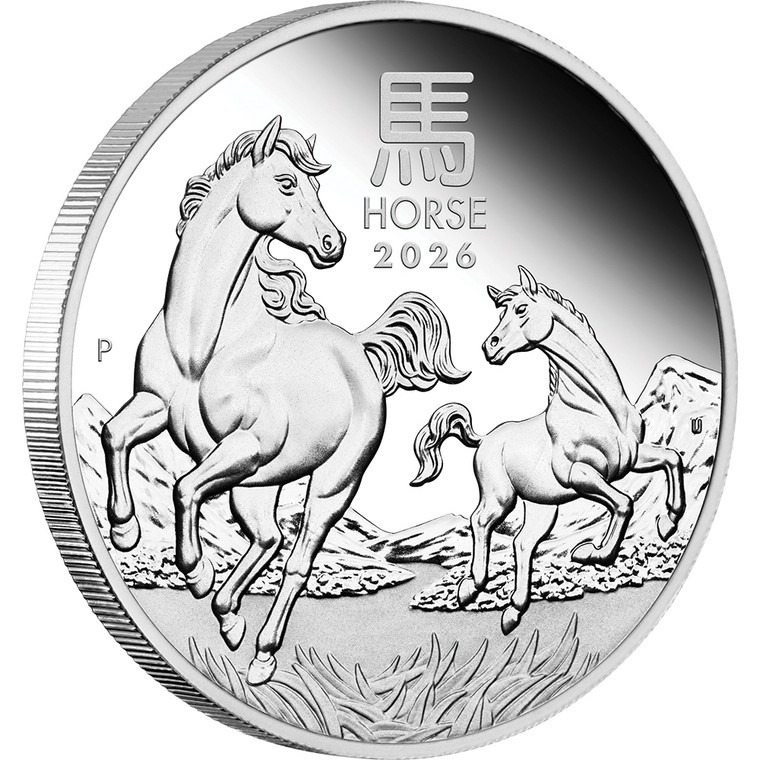 Australian Lunar Series III 2026 Year of the Horse 1/2oz Silver Proof Coin - reverse