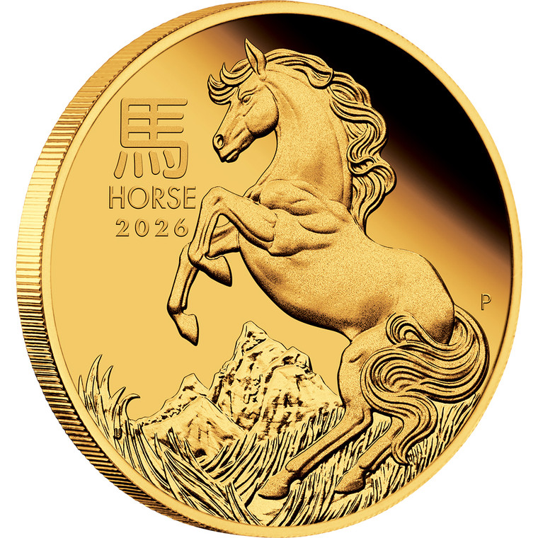 Australian Lunar Series III 2026 Year of the Horse 1oz Gold Proof Coin - reverse