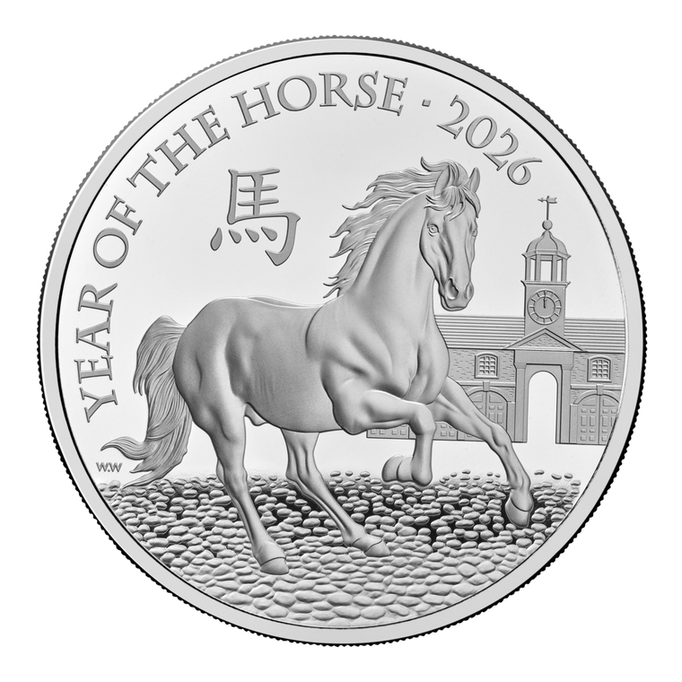Lunar Year of the Horse 2026 UK 1oz Silver Proof Coin - reverse
