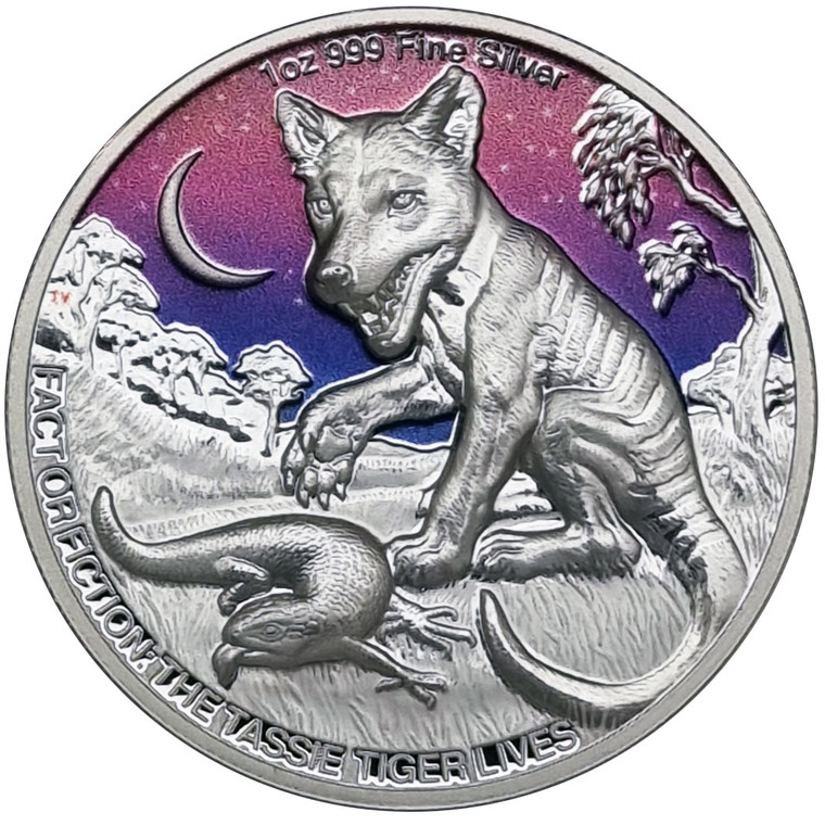 2025 Niue $2 Fact or Fiction: The Tassie Tiger Lives! 1oz Silver Coin - reverse