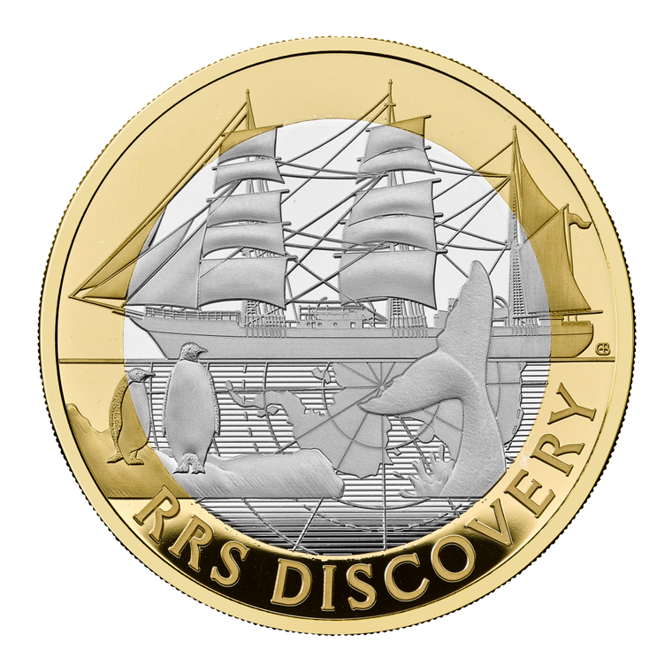 RRS Discovery 2025 UK £2 Silver Proof Coin - reverse