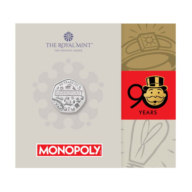 Monopoly 2025 UK 50p Brilliant Uncirculated Coin - coin in card
