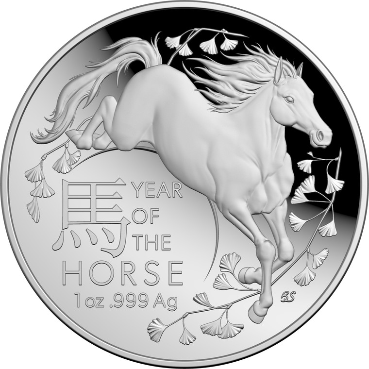 2026 $5 Lunar Year of the Horse Fine Silver Proof Domed Coin - reverse