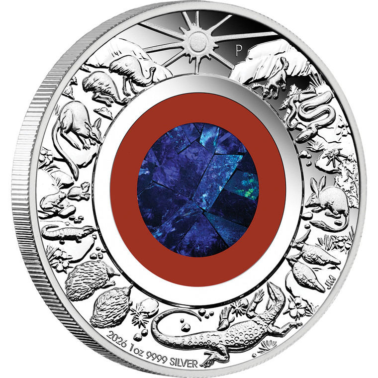 Wonders of Australia - The Outback 2026 1oz Silver Proof Opal Coin - reverse
