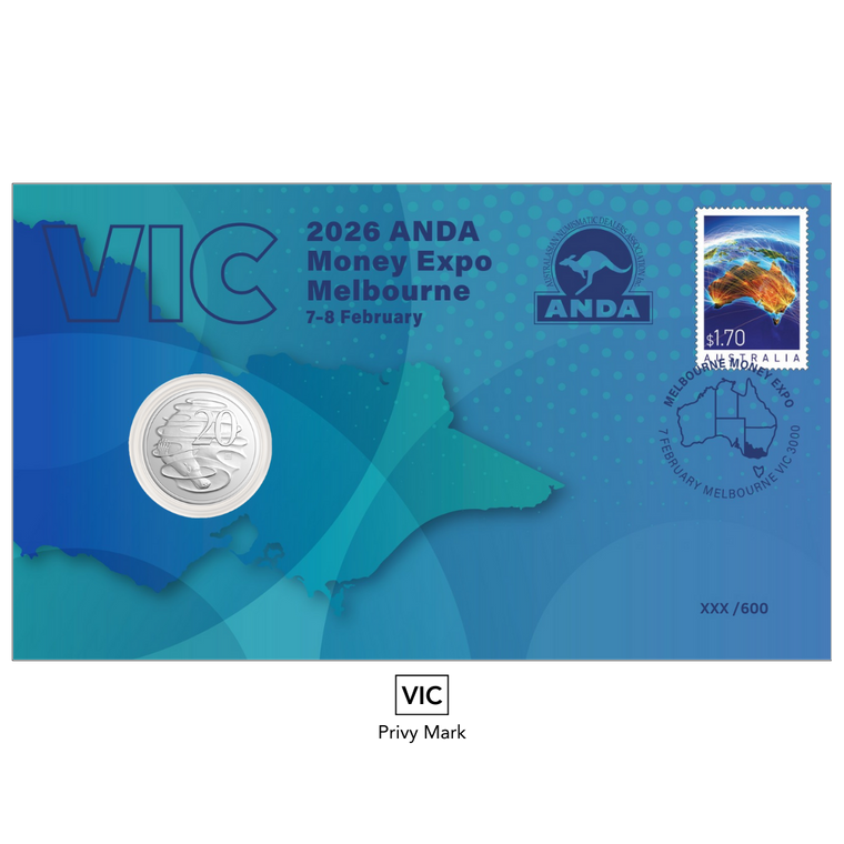 Melbourne Money Expo ANDA State Series - 2026 20c VIC Privy Mark PNC