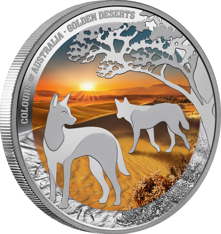 Colours of Australia 2026 Golden Deserts $1 1oz Silver Proof Coin - reverse
