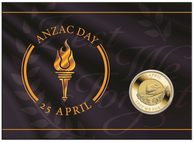 Anzac Day 2026 Coin in Card - coin in card front