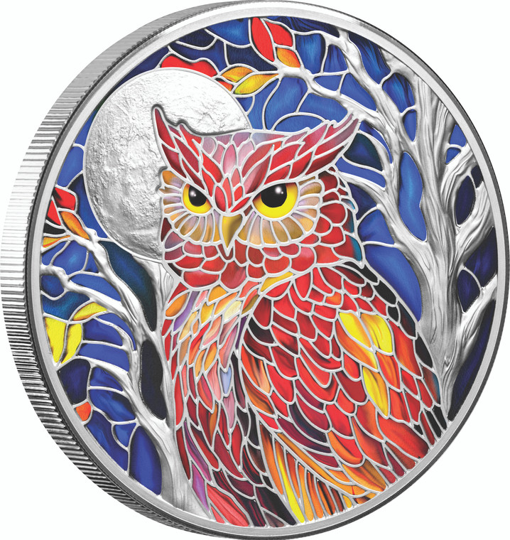 Natures Window Owl 2026 $5 2oz Silver Proof Coin - reverse angle
