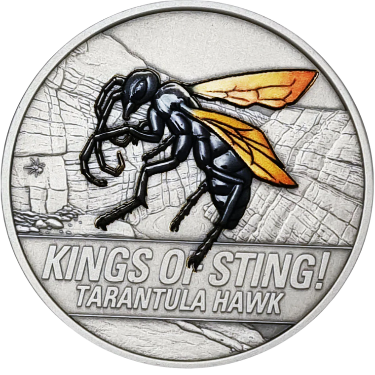 2025 Niue $2 Kings of Sting - Tarantula Hawk 1oz Silver Coin - reverse