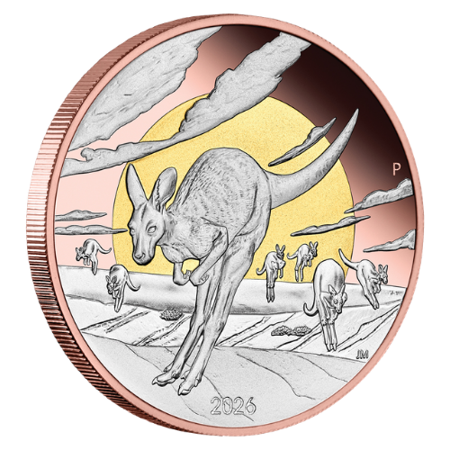 Wonders of Australia - The Outback Kangaroo 2026 5oz Silver Double-Gilded Coin - reverse