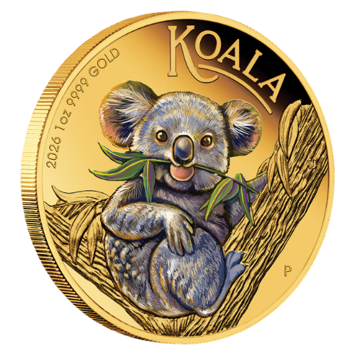 Australian Koala 2026 1oz Gold Proof Coloured Coin - reverse