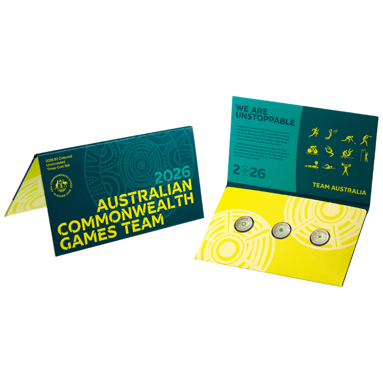 Australian Commonwealth Games - 2026 $2 Coloured Uncirculated Three-Coin Set - coin in folder