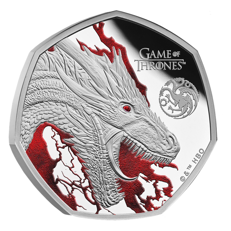 Game of Thrones (Fire) 2026 UK 50p Silver Proof Colour Coin - reverse