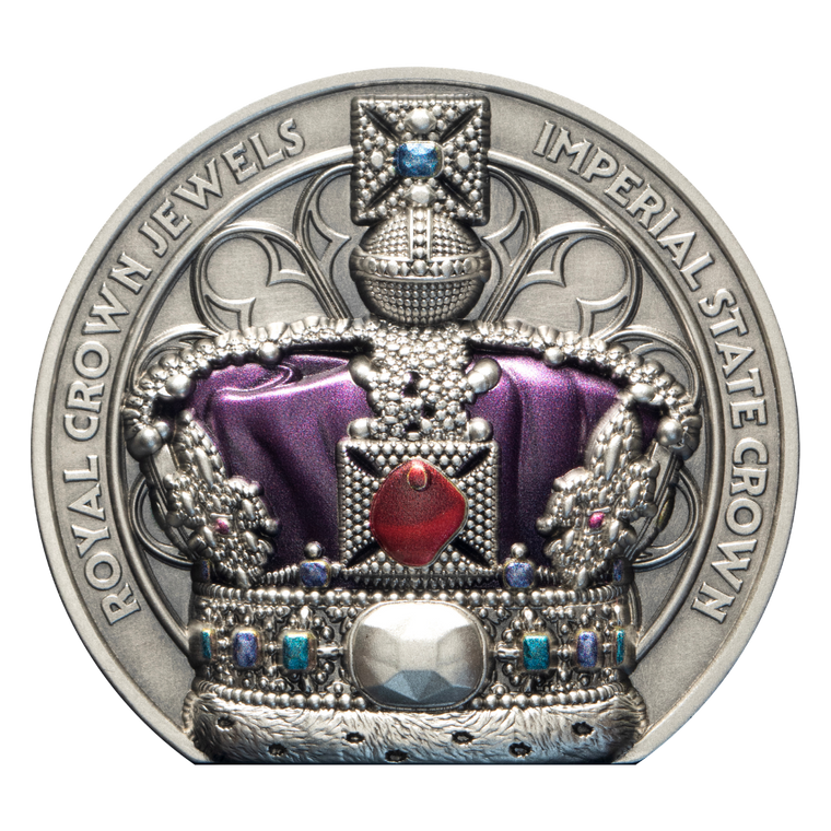 Imperial Crown 2026 $5 2oz Silver Antiqued Stand-Up Coin - reverse