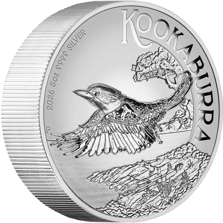 Australian Kookaburra 2026 5oz Silver Incused Coin - reverse