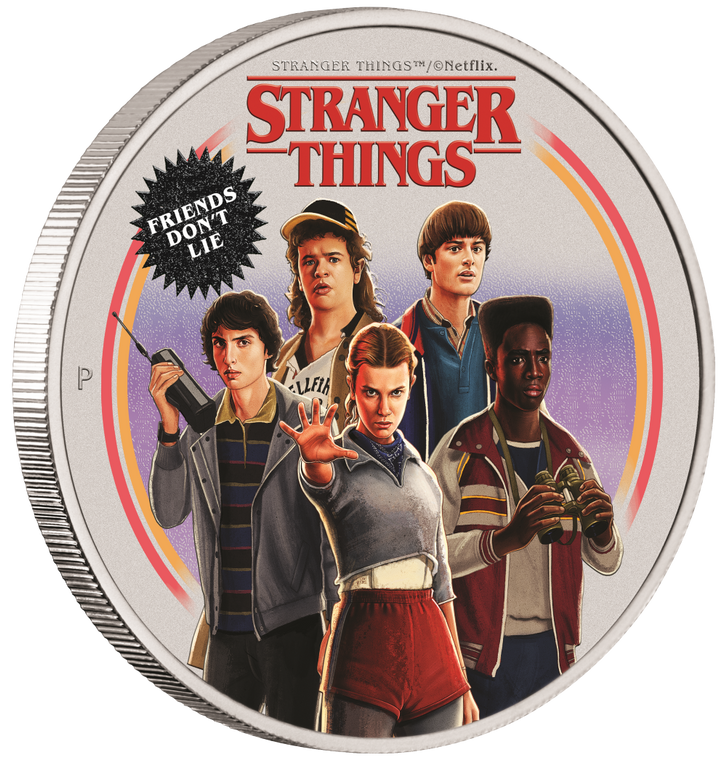 Stranger Things - Friends Don't Lie 2026 1oz Silver Coloured Coin - reverse