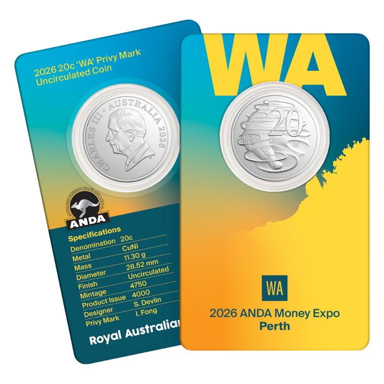 Perth Money Expo ANDA State Series - 2026 20c WA Privy Card - card