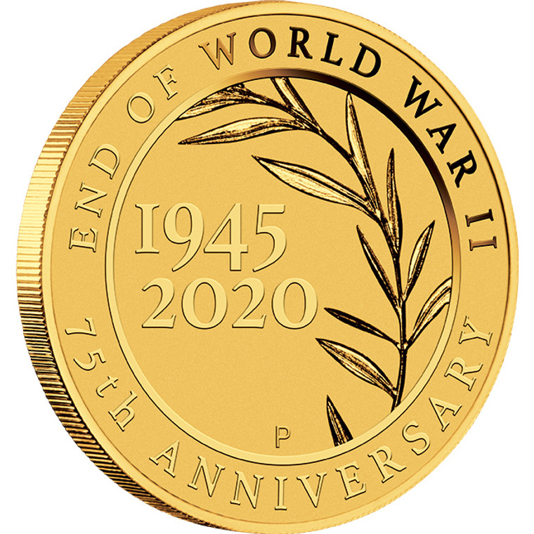 End of WWII 75th Anniversary 2020 0.5g gold coin - reverse