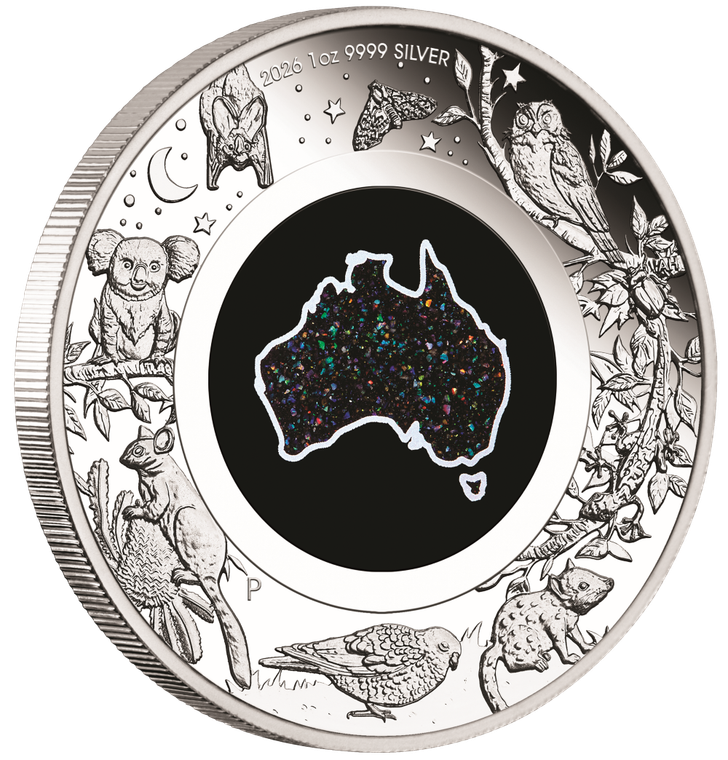 Great Southern Land Nocturnal - 2026 1oz Silver Proof Matrix Opal Coin - reverse