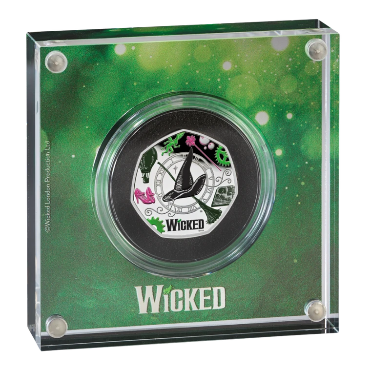 Wicked 2026 UK 50p Silver Proof Colour Coin - Acrylic