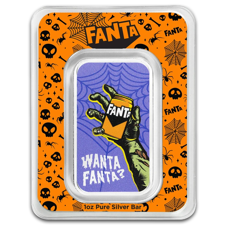 Fanta Halloween 1oz Silver Bar with Color - packaging front