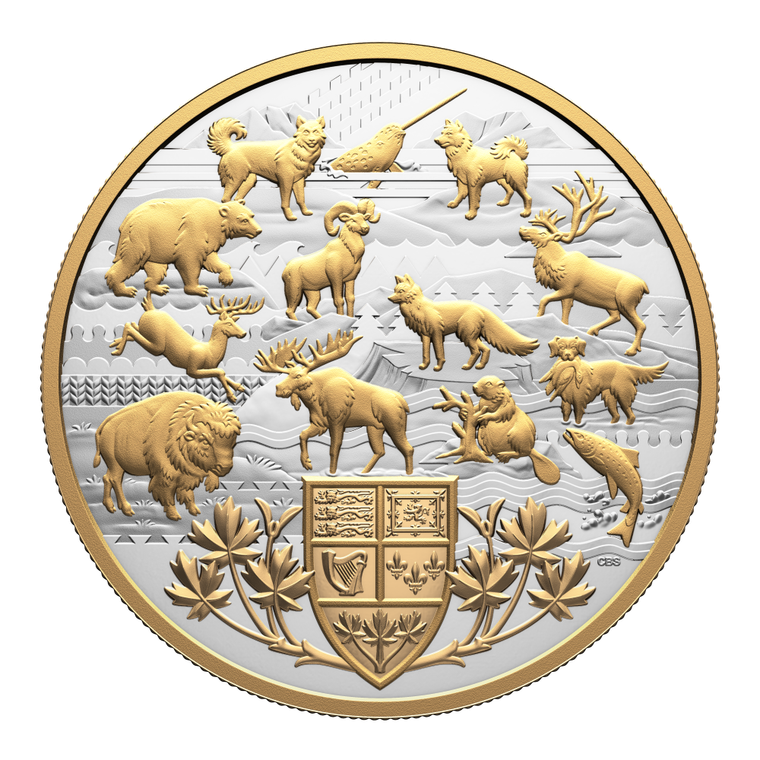 2026 $50 Fine Silver Coin - Heraldic Landscape: Animals of Canada - reverse