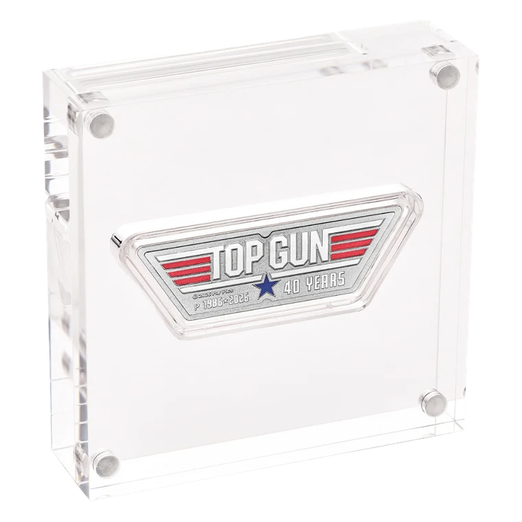 40 Years of Top Gun 2026 1oz Silver Coloured Logo-Shaped Coin - acrylic reverse