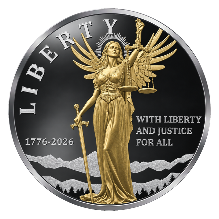 2026 Niue Winged Liberty Gold Gilt 1oz Silver Coin - reverse