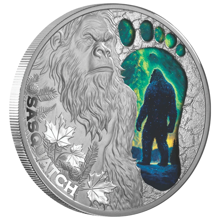 2027 Niue Sasquatch 1oz Silver Coin - reverse angle