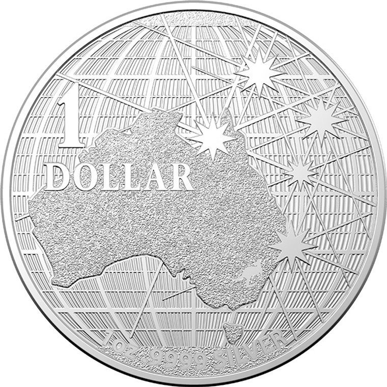 2020 $1 Beneath The Southern Skies 1oz Silver Investment Coin - reverse
