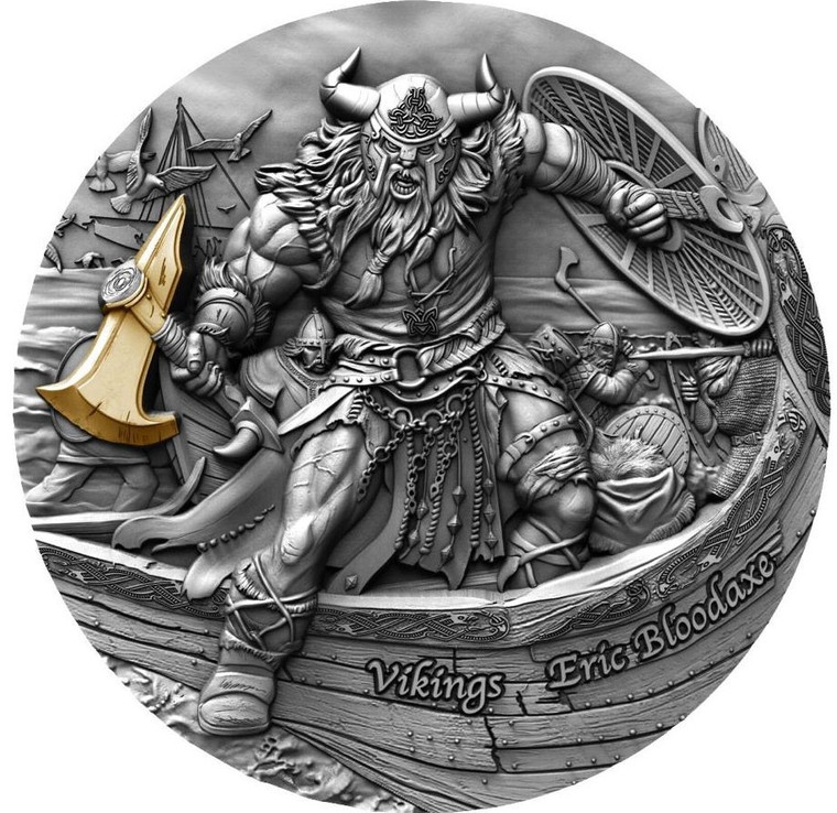 2020 Niue $5 Vikings - Eric Bloodaxe 2oz Silver Coin - reverse