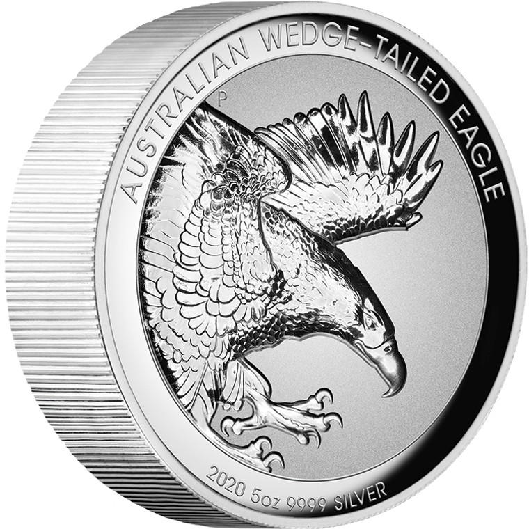 Australian Wedge-tailed Eagle 2020 5oz Silver Proof Incused High Relief Coin - reverse