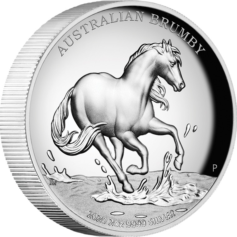 Australian Brumby 2020 2oz Silver Proof High Relief Coin - reverse