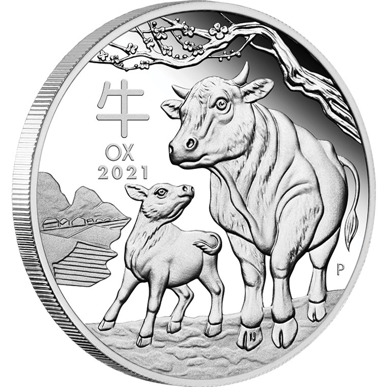 2021 Year Of The Ox Lunar 1oz Silver Proof Coin - reverse