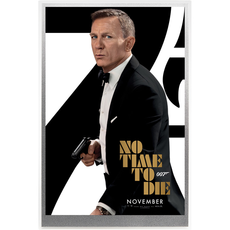 007 James Bond Movie Poster - No Time To Die 5g Silver Foil - reverse