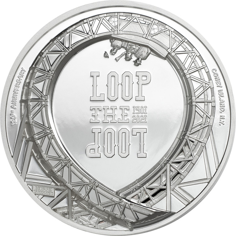 2021 $5 Loop The Loop 1oz Silver Proof Coin - reverse