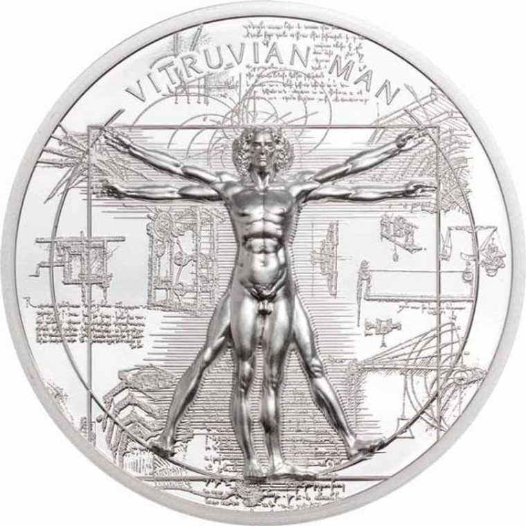 Vitruvian Man X-Ray 1 oz Proof Silver Coin 5$ Cook Islands 2021 - reverse