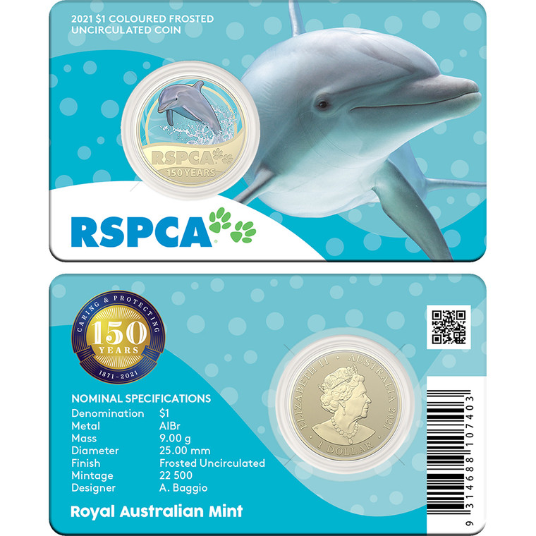 2021 150th Anniversary of the Royal Society for the Prevention of Cruelty to Animals (RSPCA) in Australia - Dolphin - in presentation card