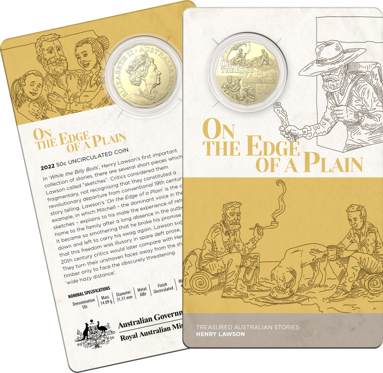 Henry Lawson - On the Edge of a Plain 2022 50c Albr uncirculated Coin - in presentation card